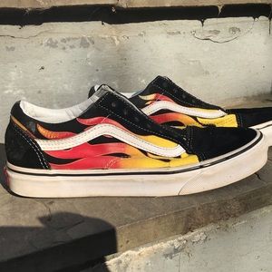 Old Fire Flame vans. Yellow , orange , red